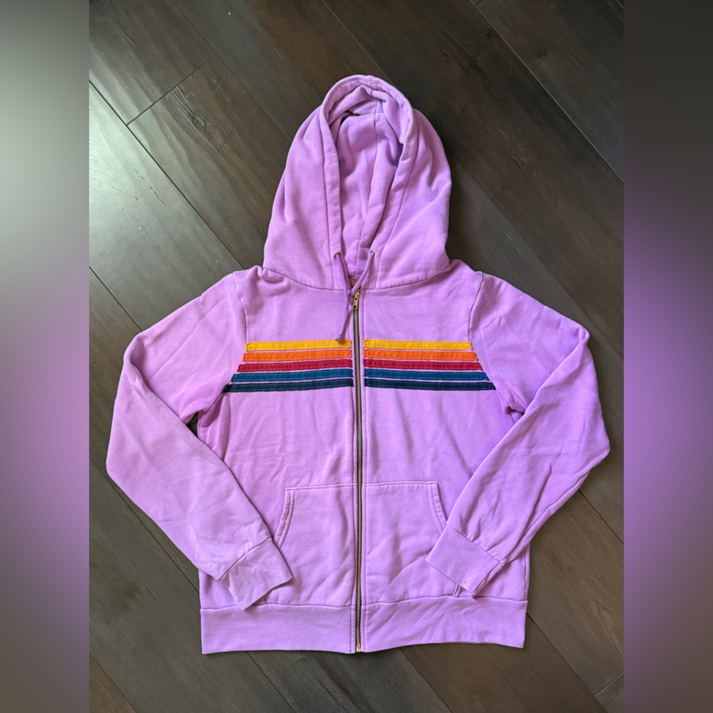 AVIATOR NATION 5 STRIPE HOODIE - NEON PURPLE - SIZE L